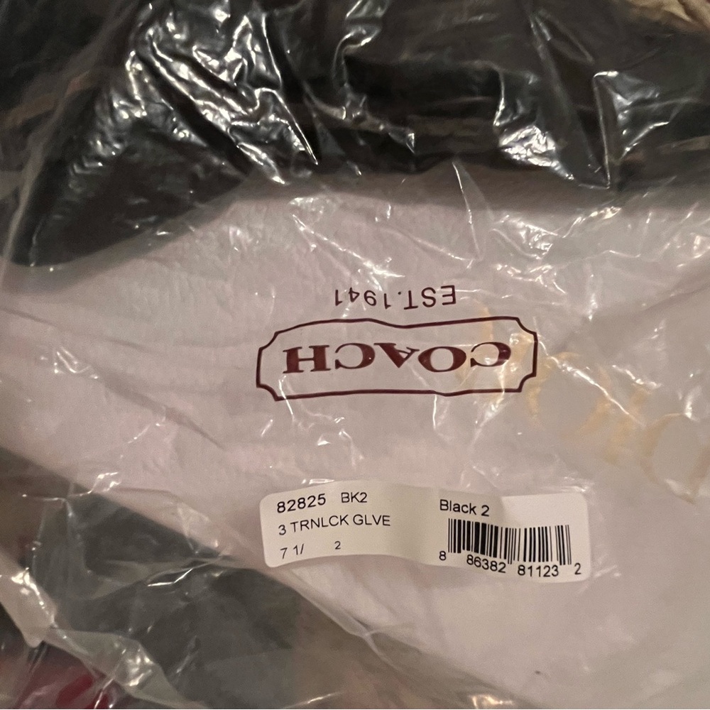 Coach Black Leather Gloves with Gold Accents - Picture 5 of 6